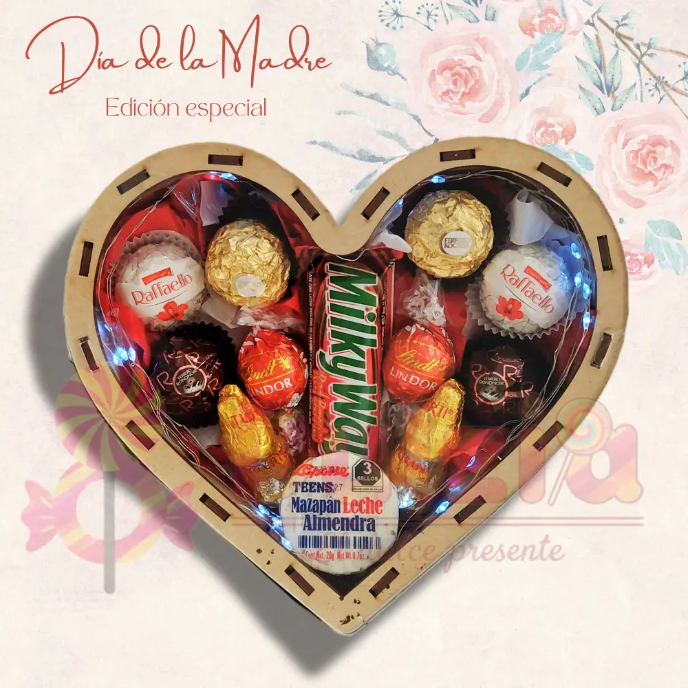Arreglo de Dulces en forma de corazón