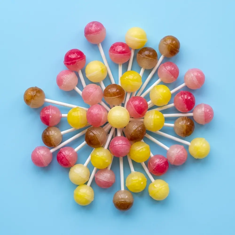 Dulce variedad de paletas de caramelos con y sin chile