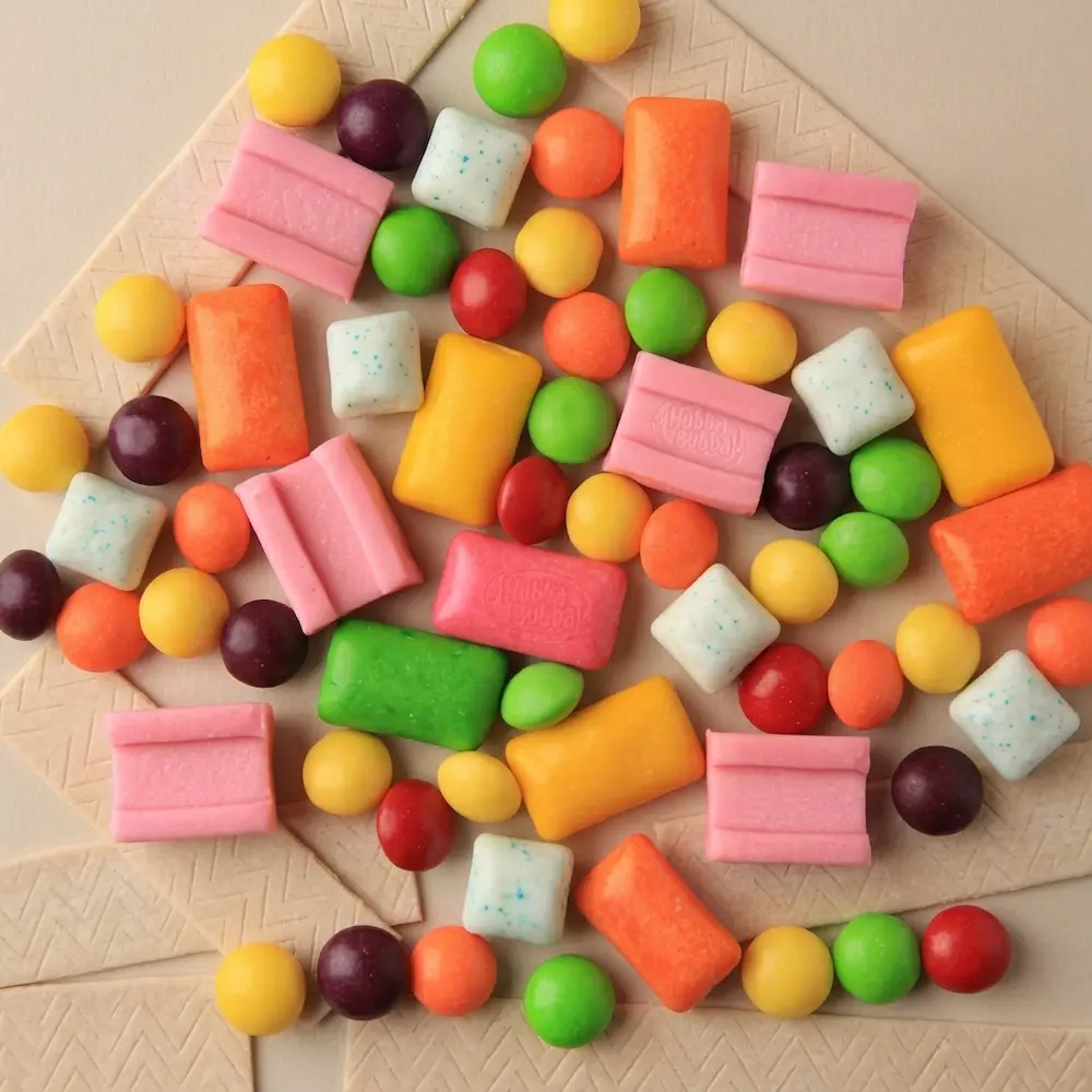 Variedad de chicles con y sin relleno